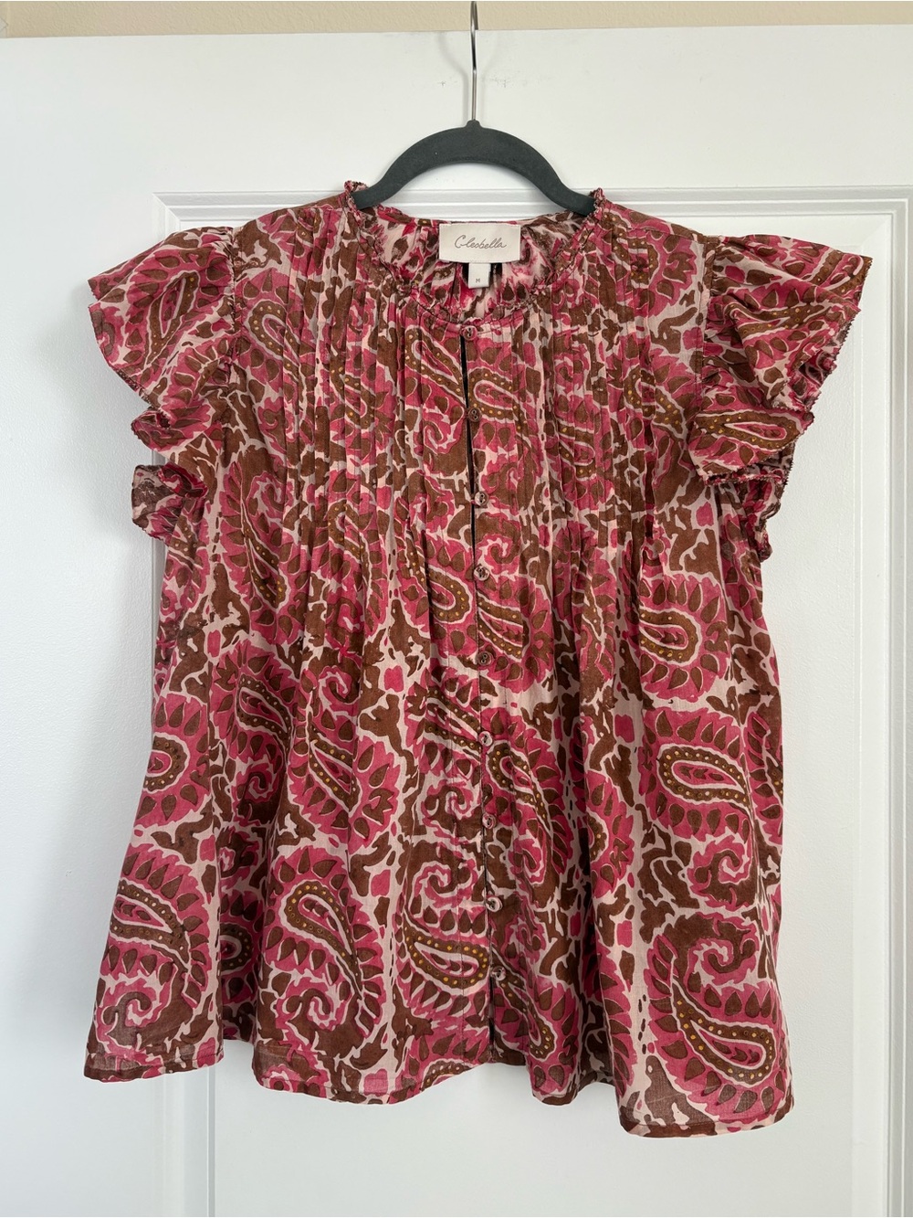 Cleobella Calla Top in Aurora Paisley Flutter Sleeve Cotton Size Medium